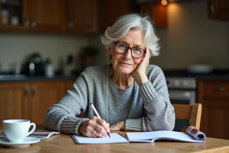 Femme rédigeant une lettre de réclamation à son bureau pour un abonnement magazine Télé Z